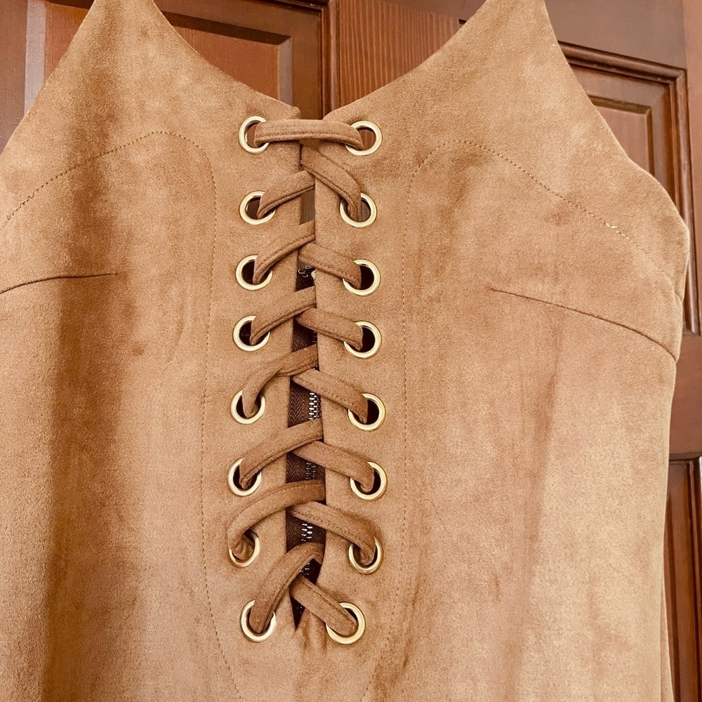 Hot & Delicious faux suede stretchy bodycon dress - Picture 3 of 5